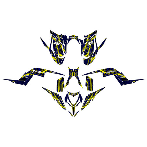 yamaha raptor700 graphics kit 2013-2026 electron series yellow