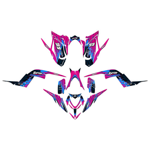yamaha raptor700 graphics kit 2013-2026 fracture series magenta