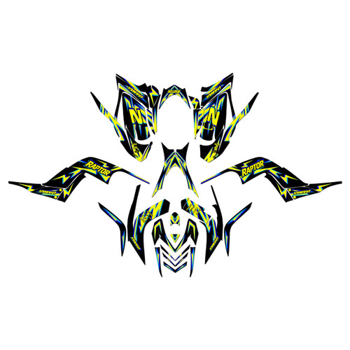 yamaha raptor700 graphics kit 2006-2012 vizion series yellow