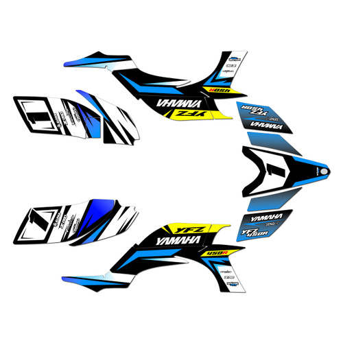 yamaha yfz450 graphics kit 2004-2008 division series cyan