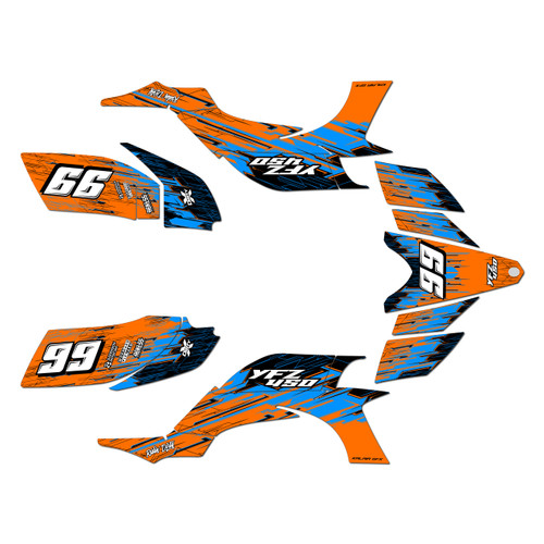 yamaha yfz450 graphics kit 2004-2008 fracture series orange