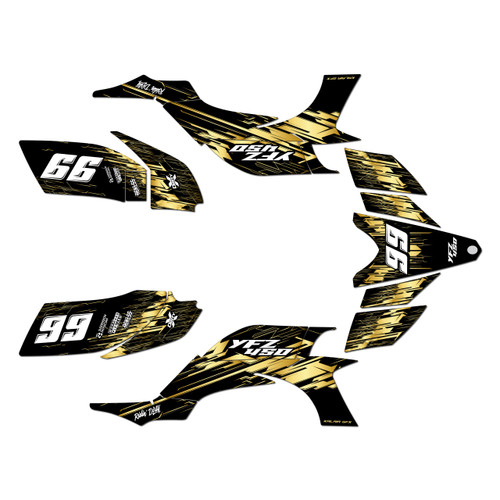 yamaha yfz450 graphics kit 2004-2008 fracture series gold