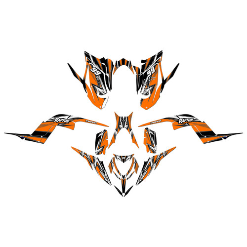 yamaha raptor700 graphics kit 2013-2026 shred series orange