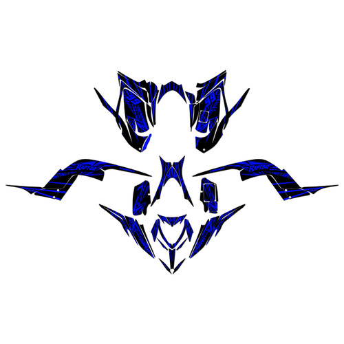 yamaha raptor700 graphics kit 2013-2026 shred series blue-shift