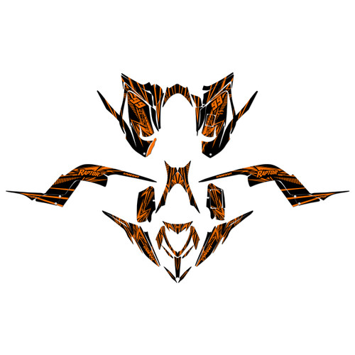 yamaha raptor700 graphics kit 2013-2026 shred series orange-shift