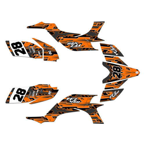 yamaha yfz450 graphics kit 2004-2008 incision series orange