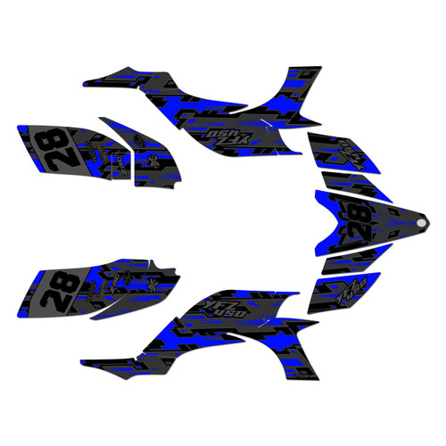 yamaha yfz450 graphics kit 2004-2008 incision series blue-shift