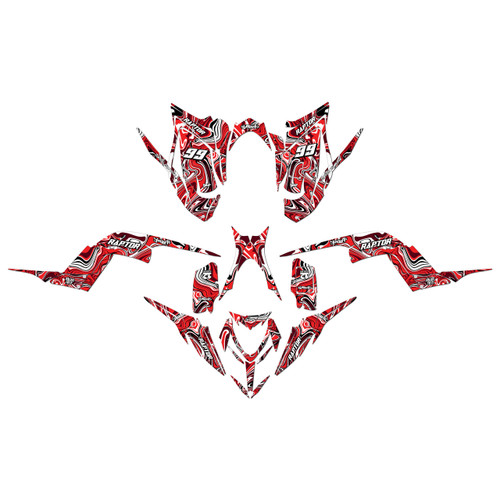 yamaha raptor700 graphics kit 2013-2026 snagged series red