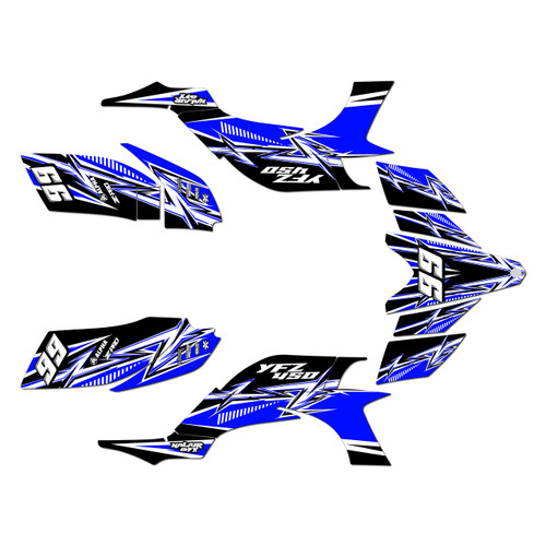 yamaha yfz450 graphics kit 2004-2008 shred series blue