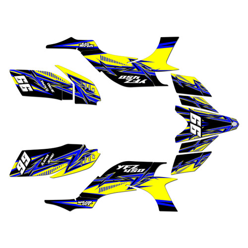 yamaha yfz450 graphics kit 2004-2008 shred series yellow
