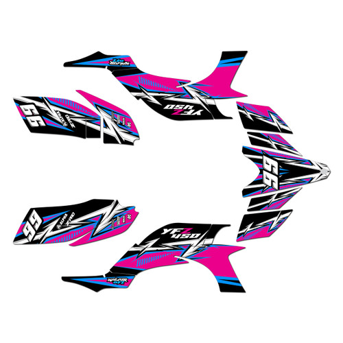 yamaha yfz450 graphics kit 2004-2008 shred series magenta