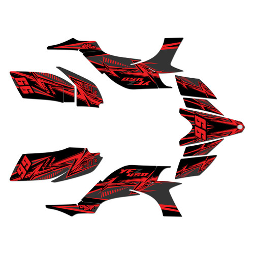 yamaha yfz450 graphics kit 2004-2008 shred series red-shift