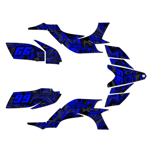 yamaha yfz450 graphics kit 2004-2008 snagged series blue-shift