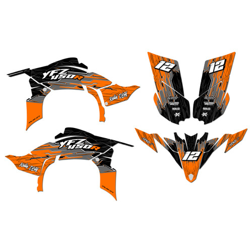 yamaha yfz450 graphics kit 2009-2013 fracture series orange