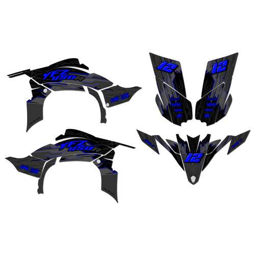 yamaha yfz450 graphics kit 2009-2013 fracture series blue-shift