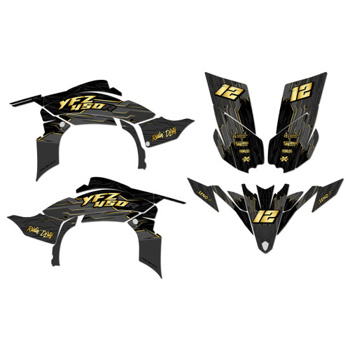 yamaha yfz450 graphics kit 2009-2013 fracture series gold