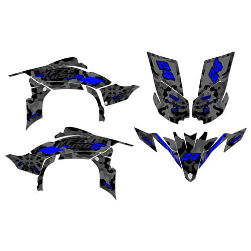 yamaha yfz450 graphics kit 2009-2013 invasion series blue-shift
