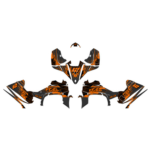 yamaha yfz450r graphics kit 2014-2026 fracture series orange-shift
