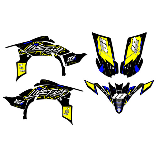 yamaha yfz450 graphics kit 2009-2013 rebel series yellow