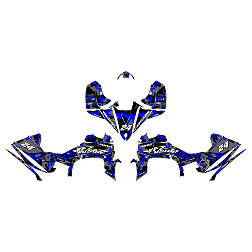 yamaha yfz450r graphics kit 2014-2026 invasion series blue