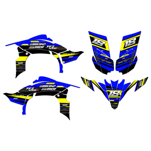 yamaha yfz450 graphics kit 2009-2013 warrior series blue