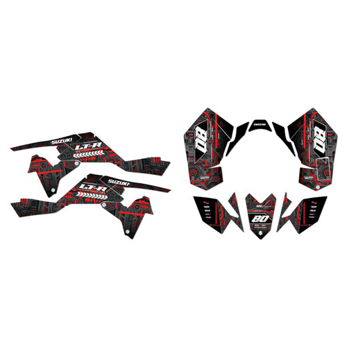suzuki ltr450 graphics kit 2006-2011 rift series red