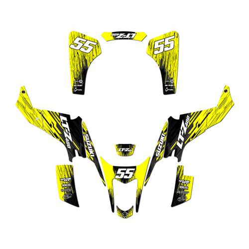 suzuki ltz400 graphics kit 2003-2008 fracture series yellow