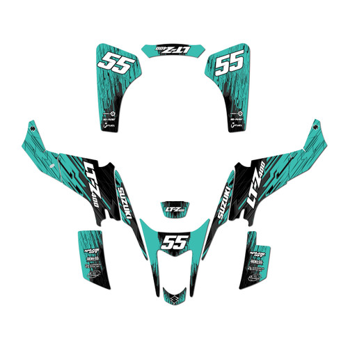suzuki ltz400 graphics kit 2003-2008 fracture series teal