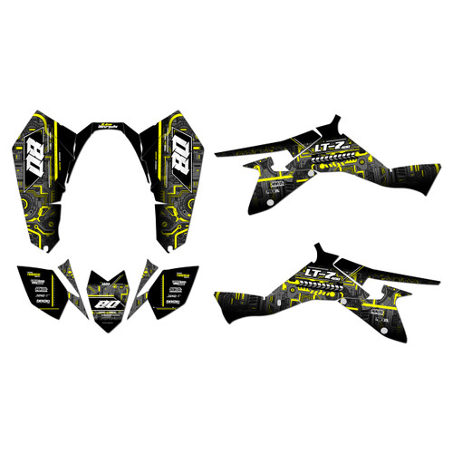 suzuki ltz400 graphics kit 2009-2014 rift series yellow