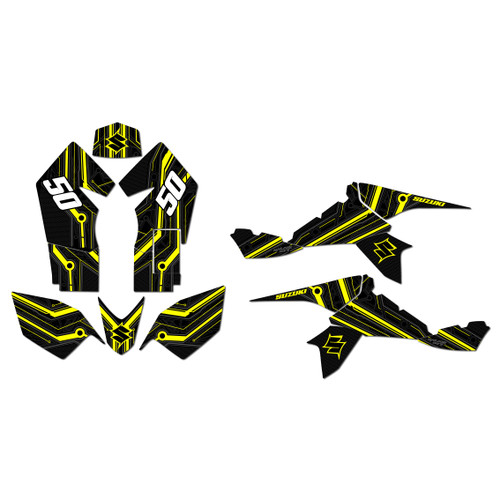 suzuki ltz90 graphics kit all years electron series yellow