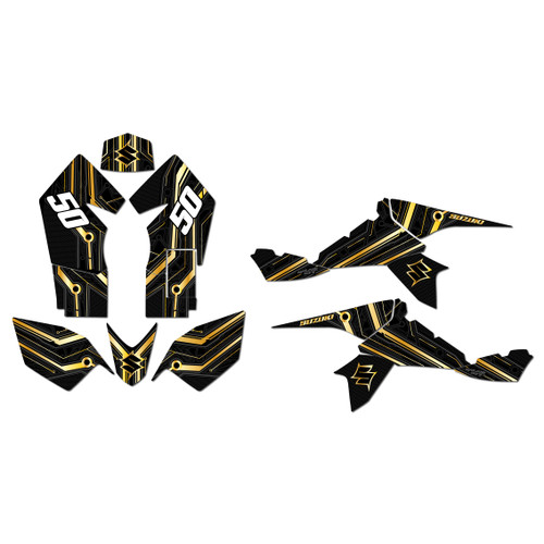 suzuki ltz90 graphics kit all years electron series gold