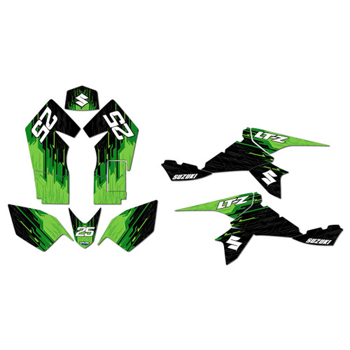suzuki ltz90 graphics kit all years fracture series green
