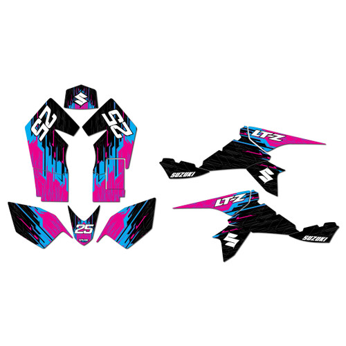 suzuki ltz90 graphics kit all years fracture series magenta