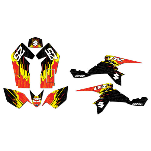 suzuki ltz90 graphics kit all years fracture series red