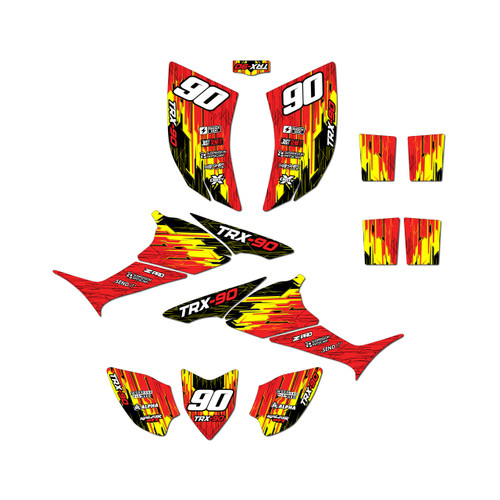 honda trx90 graphics kit 2006-2026 fracture series yellow