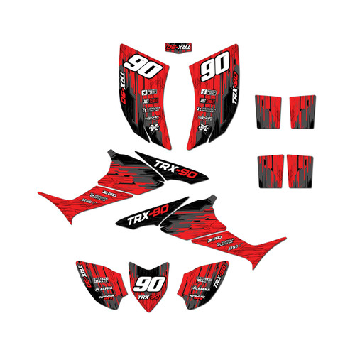 honda trx90 graphics kit 2006-2026 fracture series red