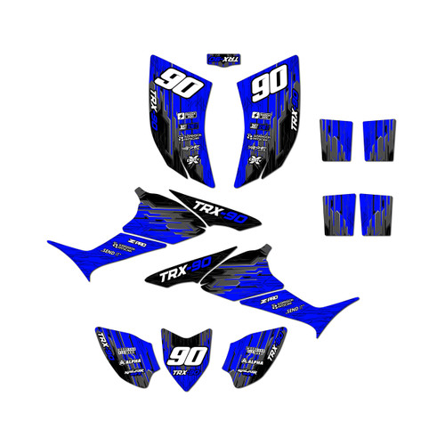honda trx90 graphics kit 2006-2026 fracture series blue