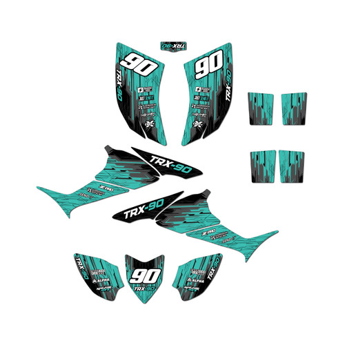 honda trx90 graphics kit 2006-2026 fracture series teal