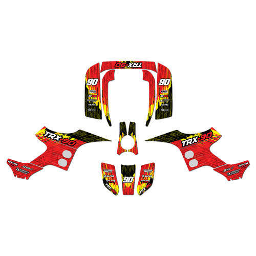 honda trx90 graphics kit 1993-2005 fracture series yellow