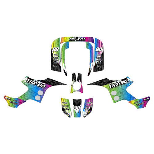 honda trx90 graphics kit 1993-2005 fracture series rainbow