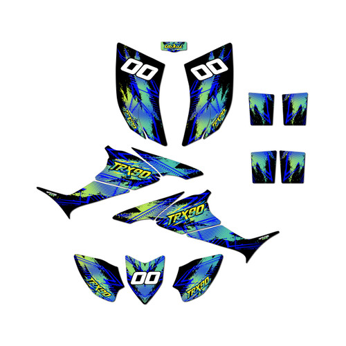 honda trx90 graphics kit 2006-2026 retro series blue