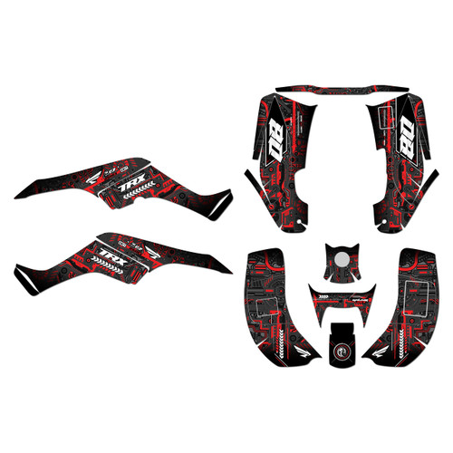honda trx250ex graphics kit 2001-2004 rift series red
