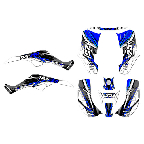 honda trx250ex graphics kit 2001-2004 shred series blue