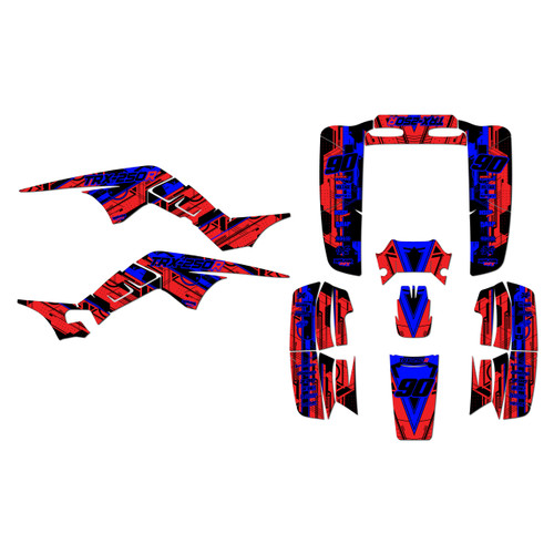 honda trx250r graphics kit all years future series blue-shift