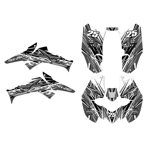 honda trx250ex graphics kit 2006-2026 shred series white