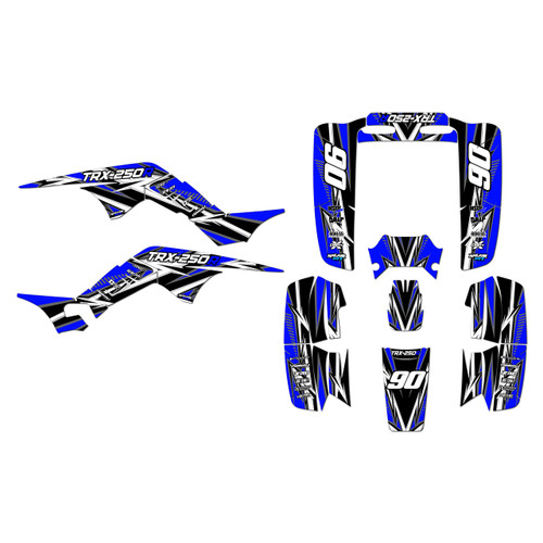 honda trx250r graphics kit all years shred series blue