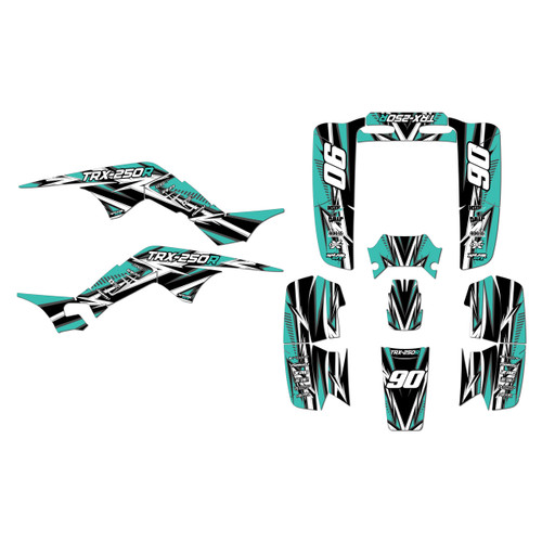 honda trx250r graphics kit all years shred series teal