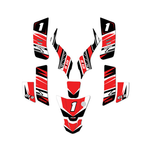 kawasaki kfx50 graphics kit 2003-2006 blazing series red