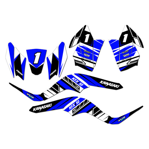 kawasaki kfx50 graphics kit 2007-2022 blazing series blue