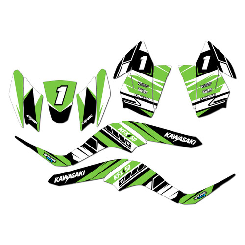 kawasaki kfx50 graphics kit 2007-2022 blazing series green